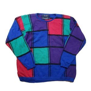 Pringle of Scotland Women's Crew Neck Sweater 90's Colorblock Small Pullover